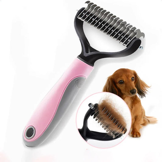 Pet Fur Knot Cutter Brush 2 Sided Hair Removal Comb