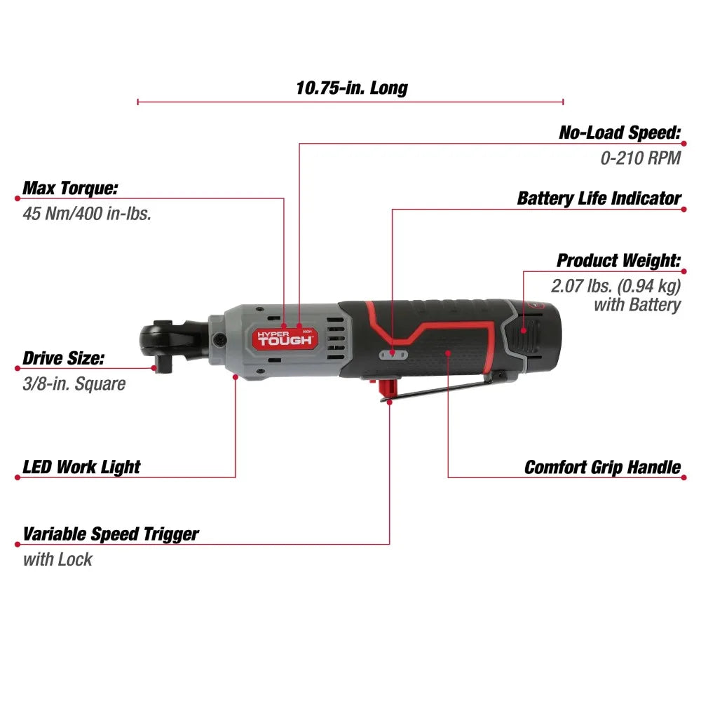 2024 NEW 12V Max* Lithium-Ion Cordless 3/8-Inch Ratchet with 1.5Ah Battery and Charger, 98804,American spot