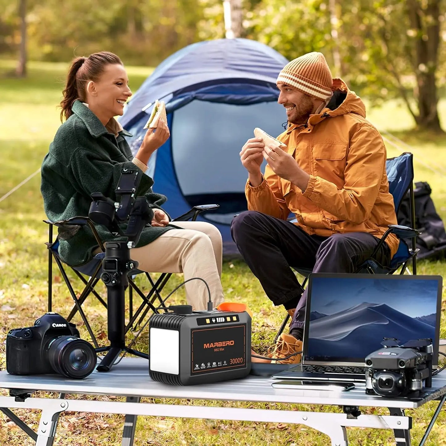 Camping Solar Generator 88Wh Portable Power Station 120W Peak Generator with Solar Panel Included 21W, AC, DC, USB QC3.0,