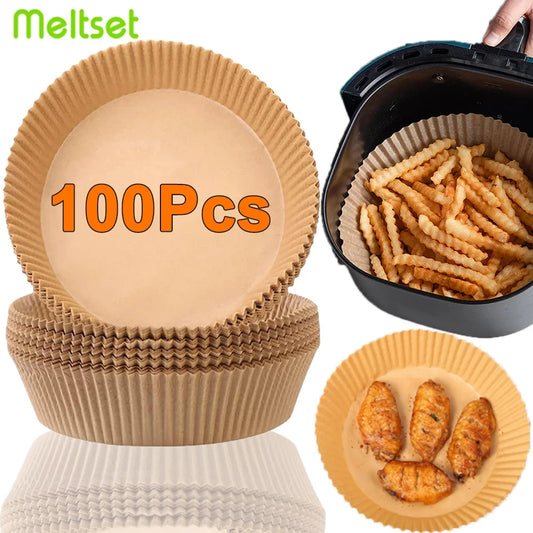 50/100Pcs Air Fryer Disposable Non-Stick Round Airfryer Baking Papers