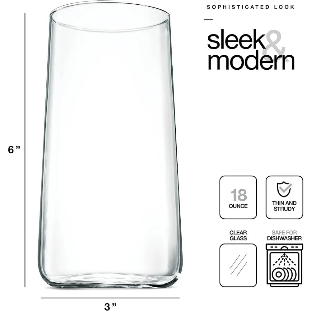 Modern Tall Drinking Glasses Set of 6