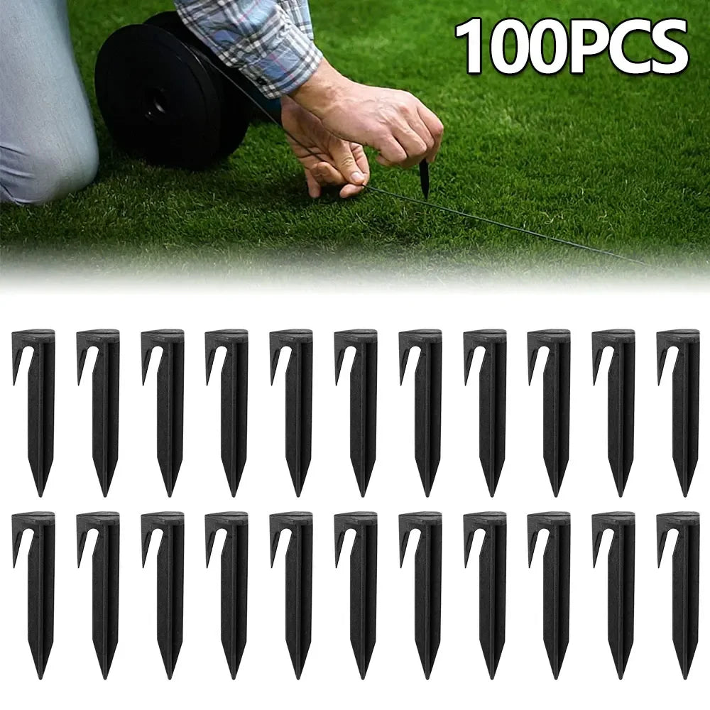 100/200Pcs Garden Lawn Mower Peg Environment-friendly Plastic Ground Pegs for Robotic Lawnmower Boundary Cable Accessories